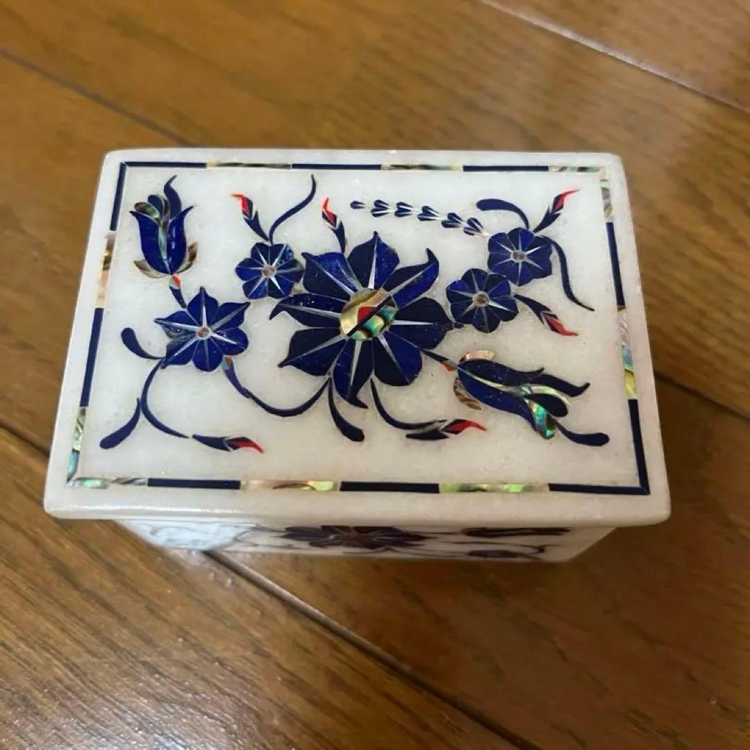 インド雑貨　大理石象嵌細工　小物入れ