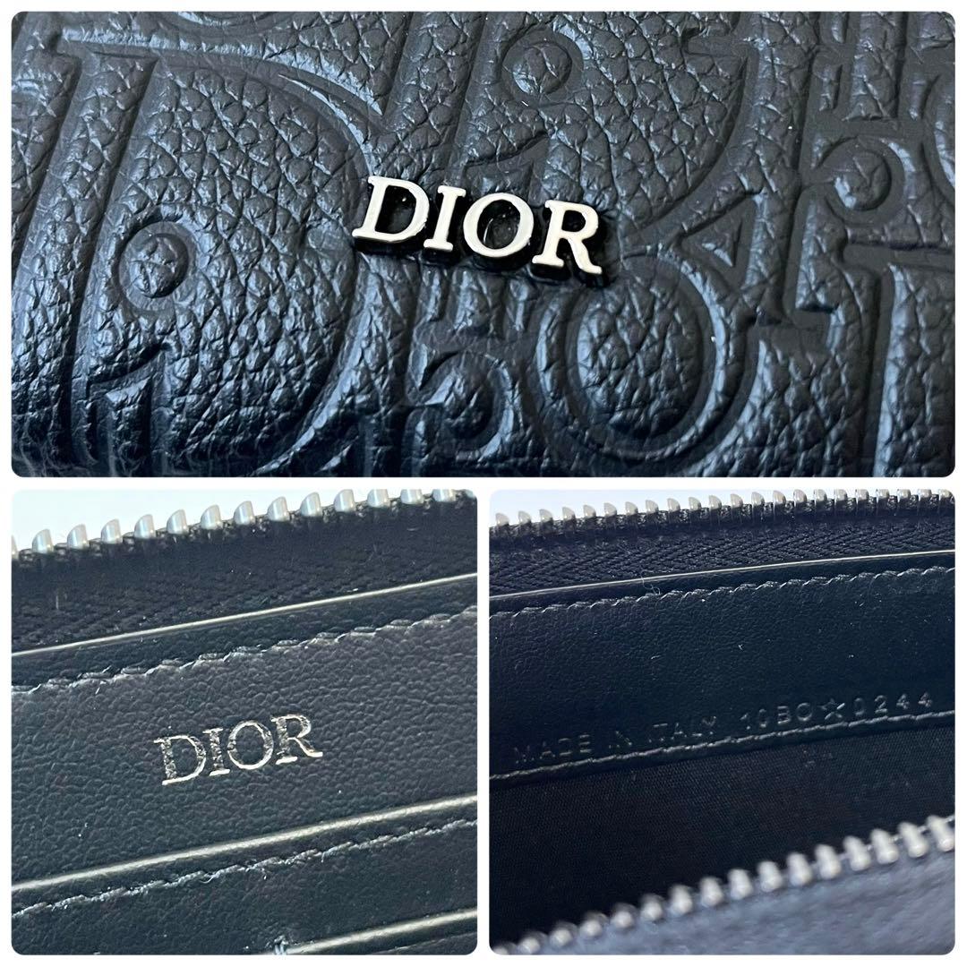 ディオール　グラビティ　長財布　ロングジップウォレット　レザー　ブラック　メンズ