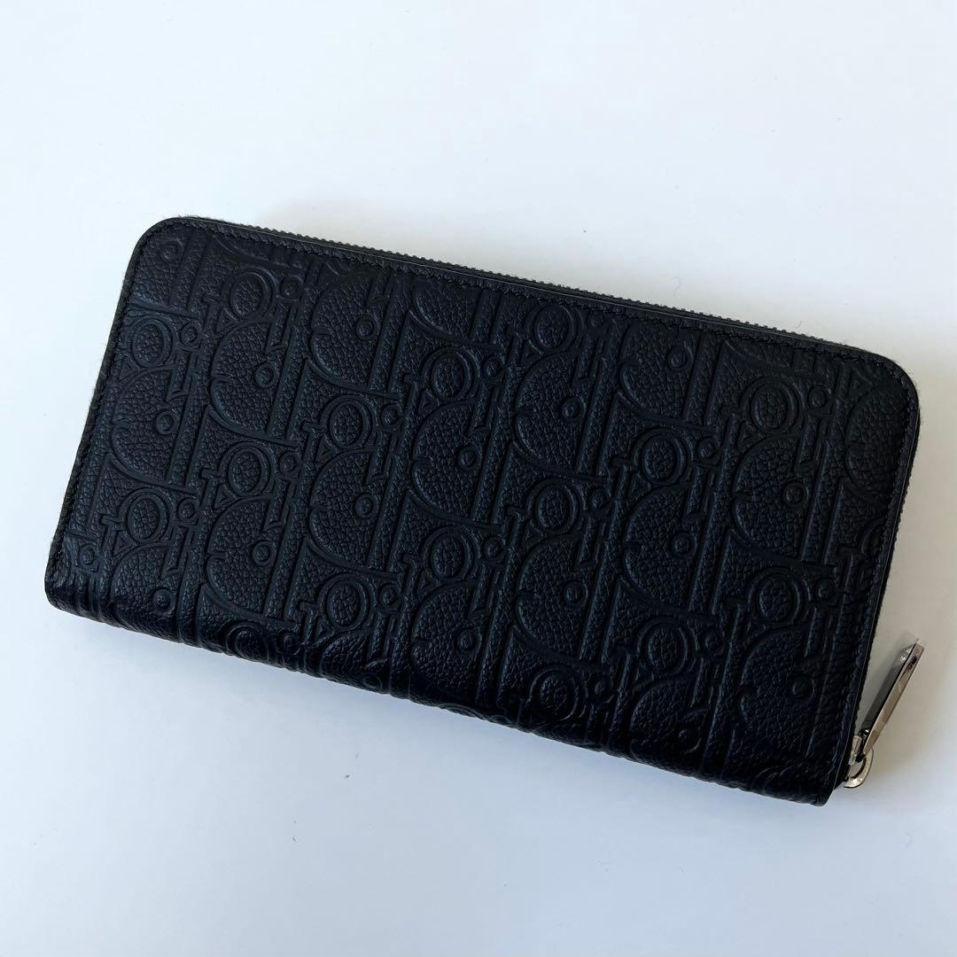 ディオール　グラビティ　長財布　ロングジップウォレット　レザー　ブラック　メンズ