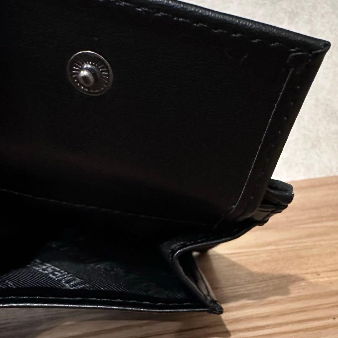 新品 未使用 DIESEL 黒 キャンバス 二つ折り財布 ヴィンテージ 加工