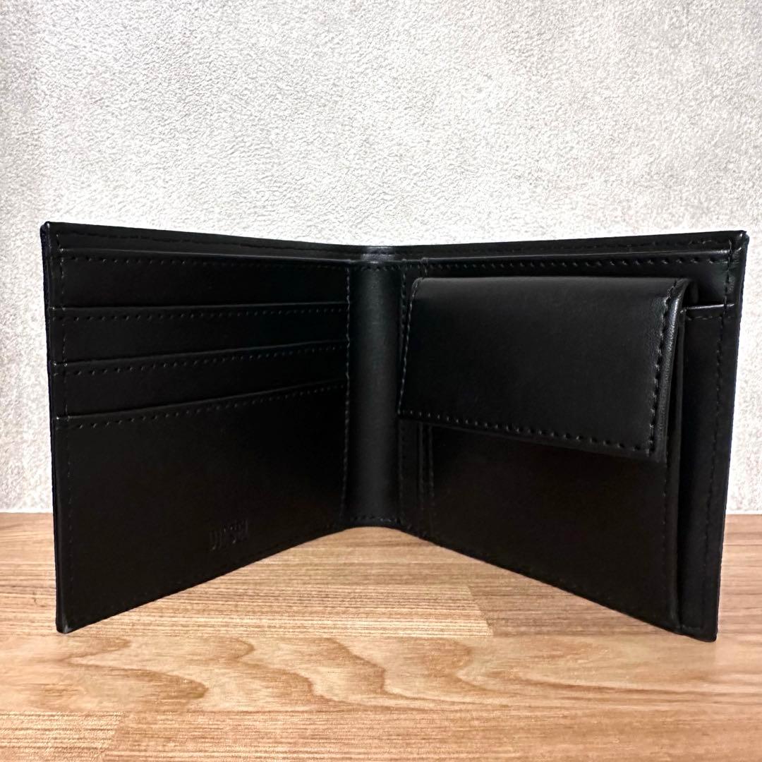 新品 未使用 DIESEL 黒 キャンバス 二つ折り財布 ヴィンテージ 加工