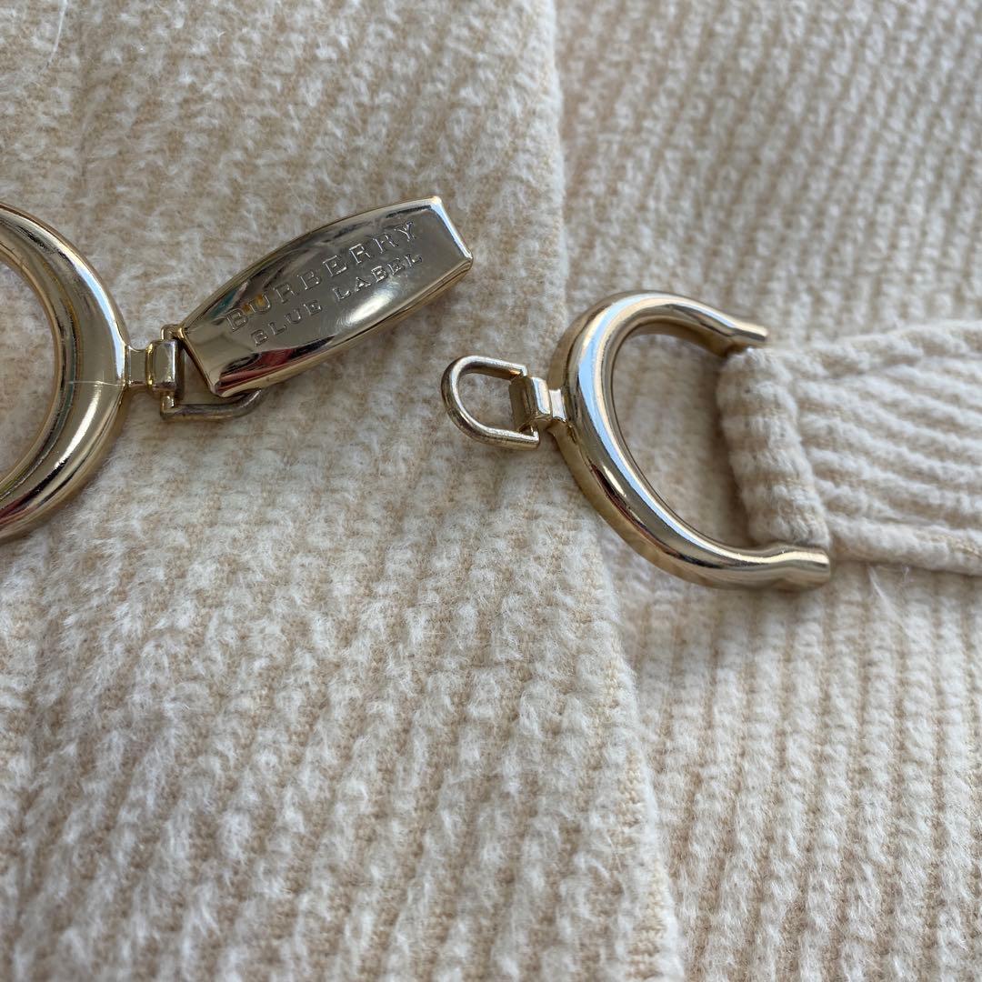 極美品　バーバリーブルーレーベル　ダッフルコート　ノバチェック　ラビットファー