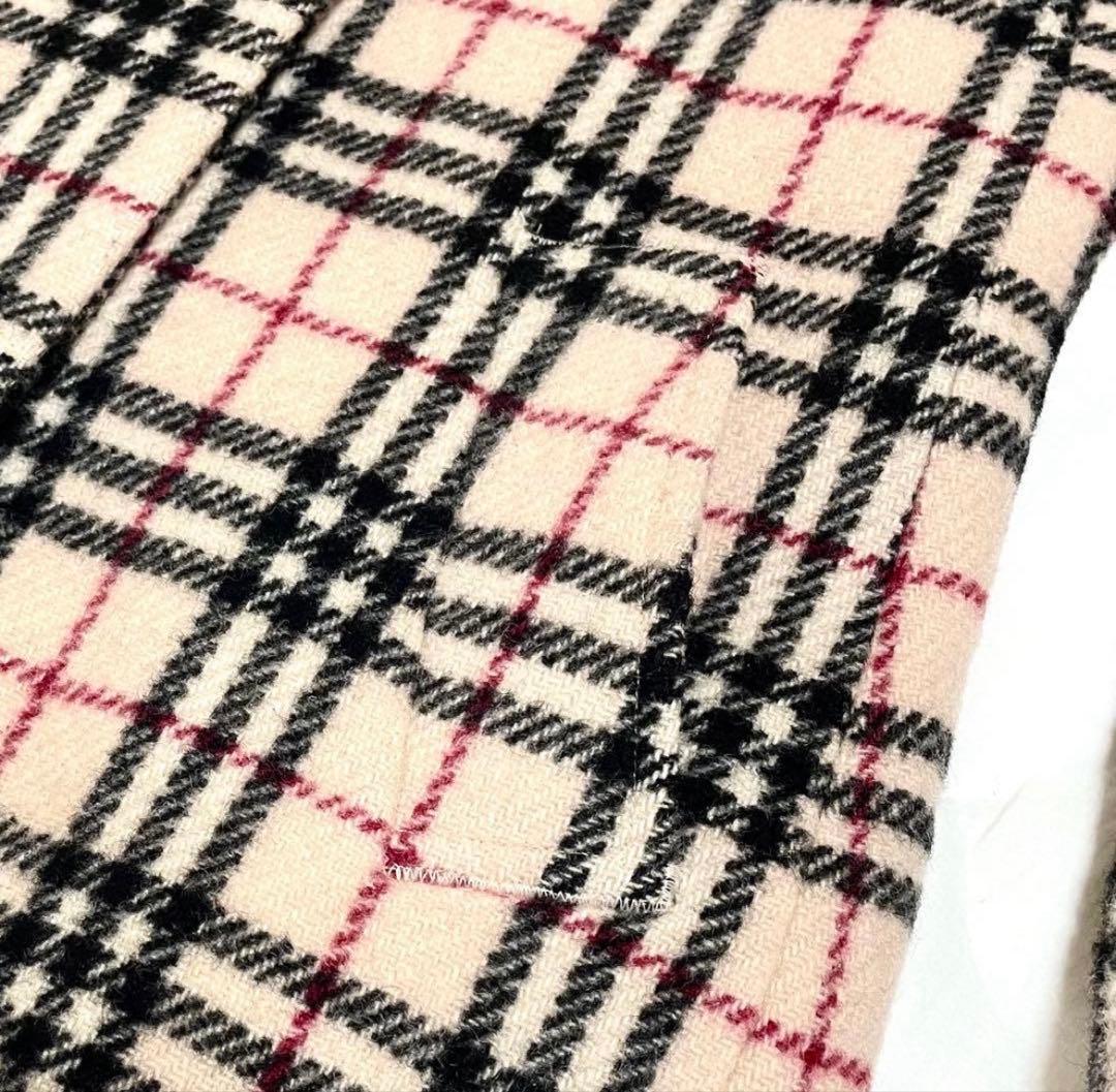 美品　BURBERRY LONDON ノバチェック総柄ウールロングコート　ホース