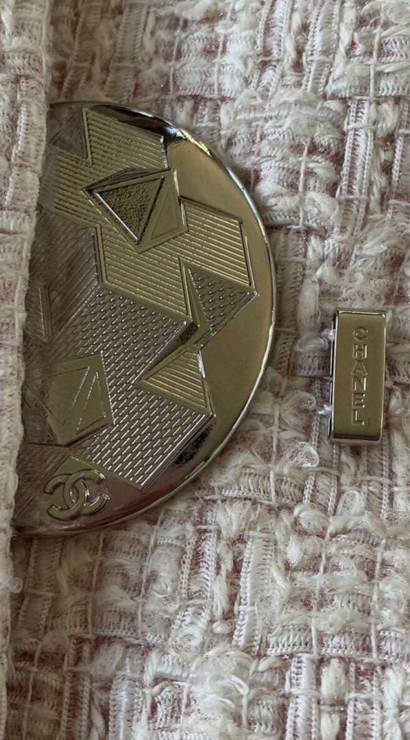 ピンク ツイード Vネック チェスター　シャネルコート　34