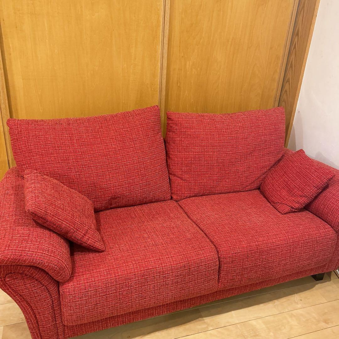 ツイードソファ 2人掛けソファ ３人掛けソファ 赤 レッド