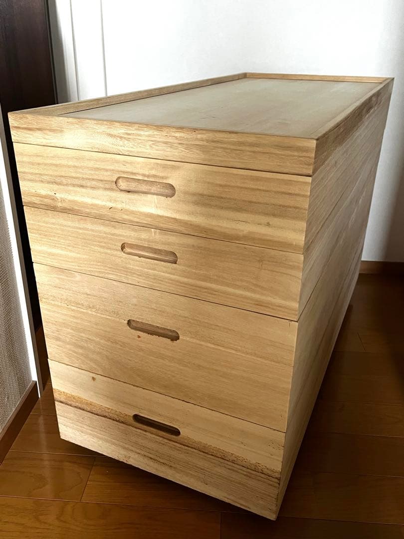 桐衣装ケース 収納 4段 浅型深型 キャスター