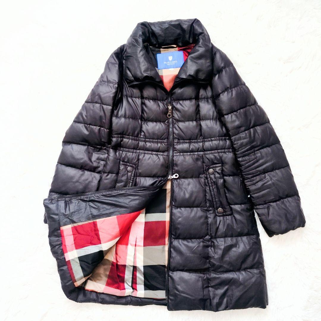 ブルーレーベルクレストブリッジ ダウンコート 赤チェック Aライン
