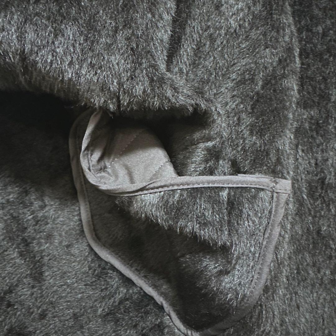 4XL相当✨MaxMara アルパカウール シャギーハーフコート 白タグ 黒48