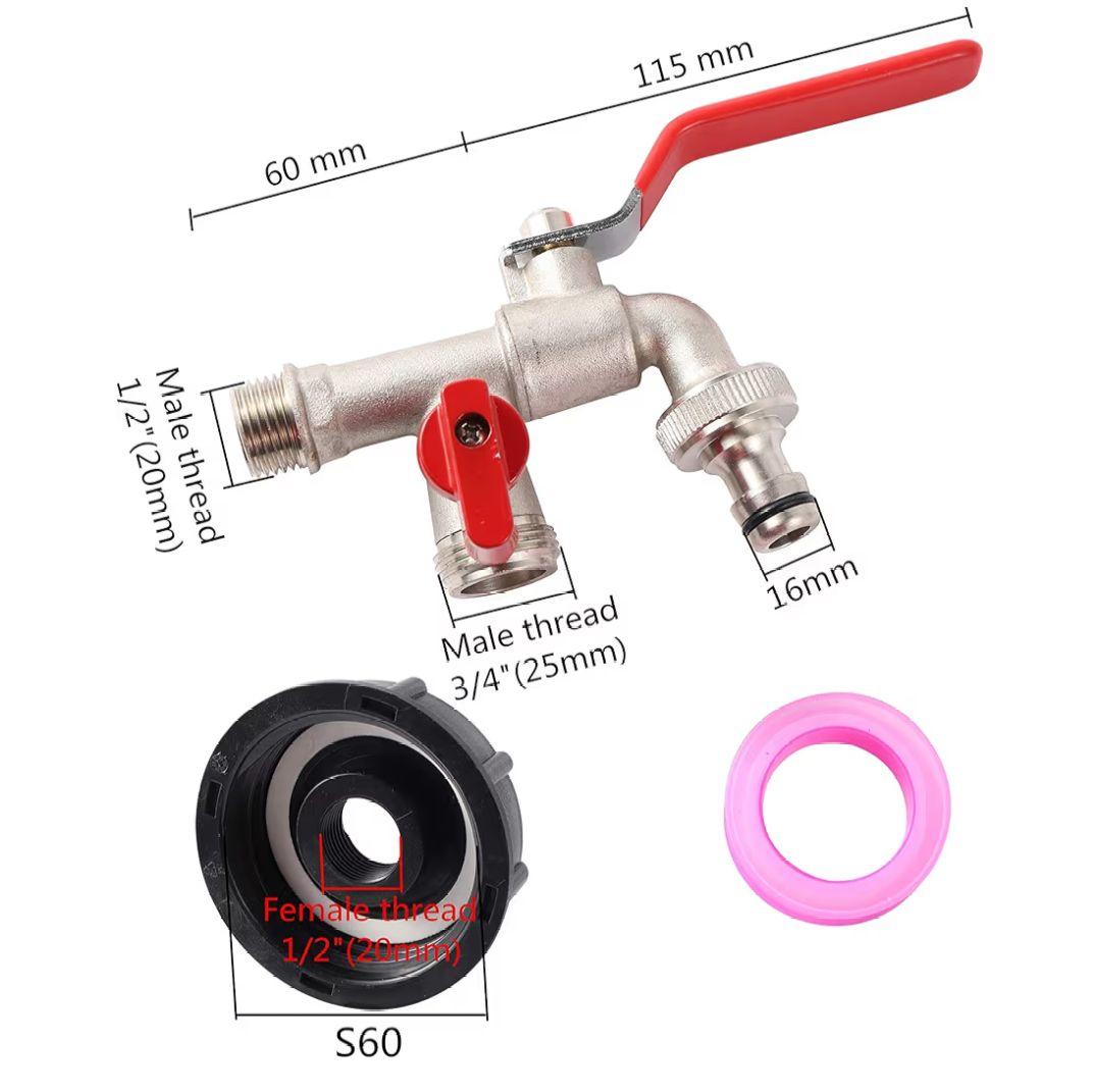スプレー水接続 IBCタンクアダプタS60x6 1/2 \"ガーデンホース