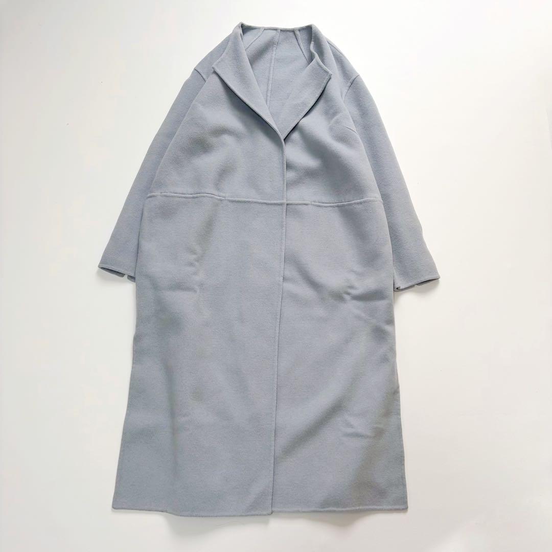 ドゥーズィエムクラス　victorian リバーロングノーカラーコート　36