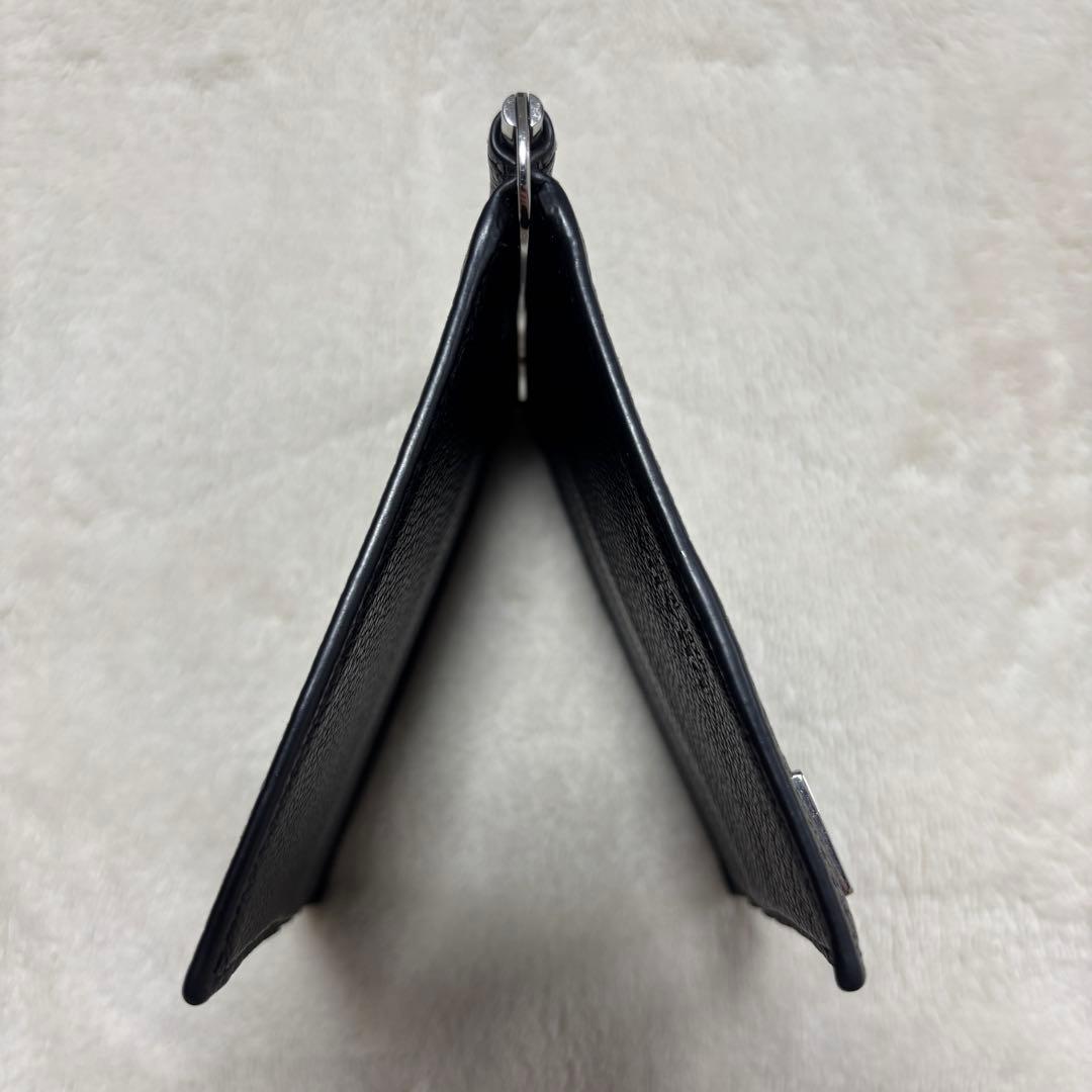 PRADA ブラック レザー マネークリップ 三角ロゴプレート