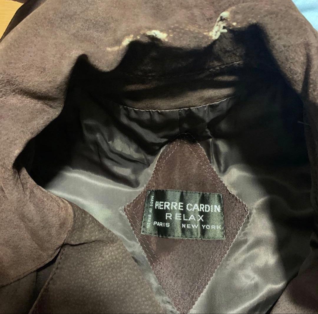 希少 ピエールカルダン レザートレンチ コートパッチワーク ブラウン モード
