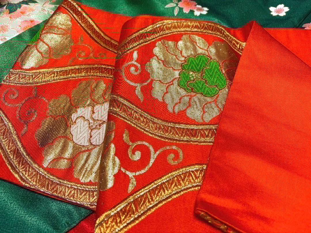 七五三　女児着物襦袢帯3点セット　緑