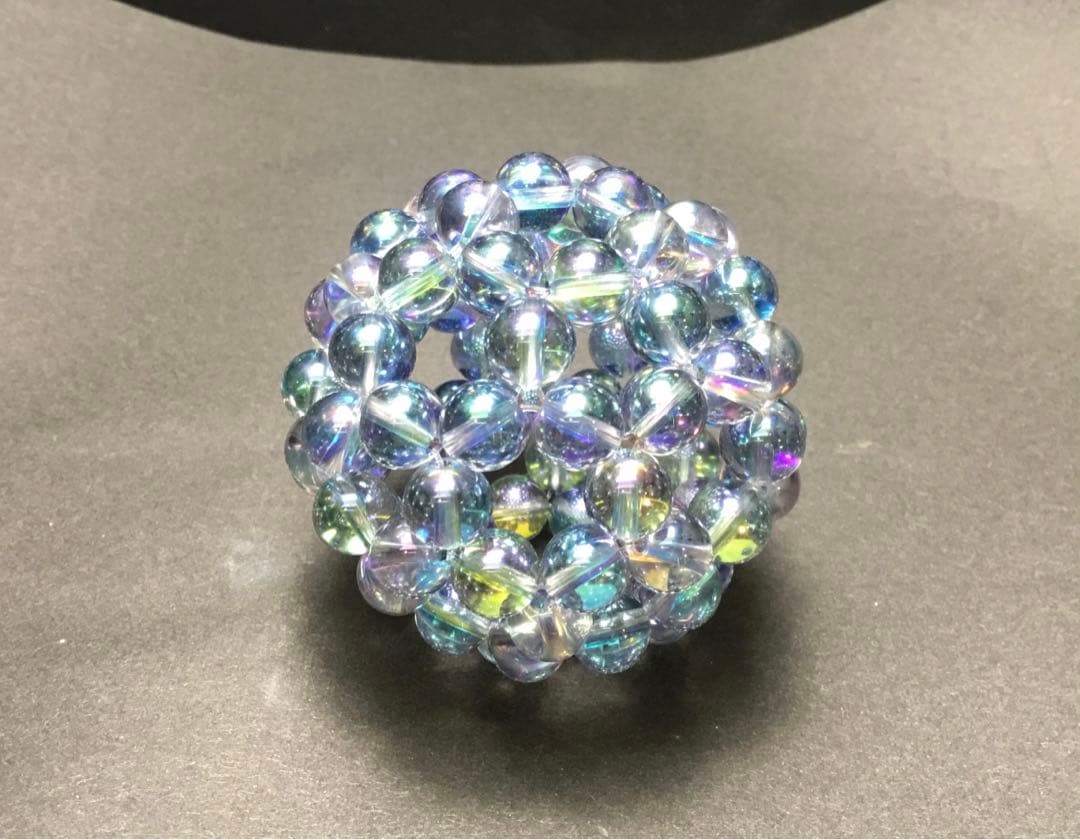 神聖幾何学フラーレン✨8mmアクアオーラ　宇宙エネルギー　幸福呼ぶの奇石✨