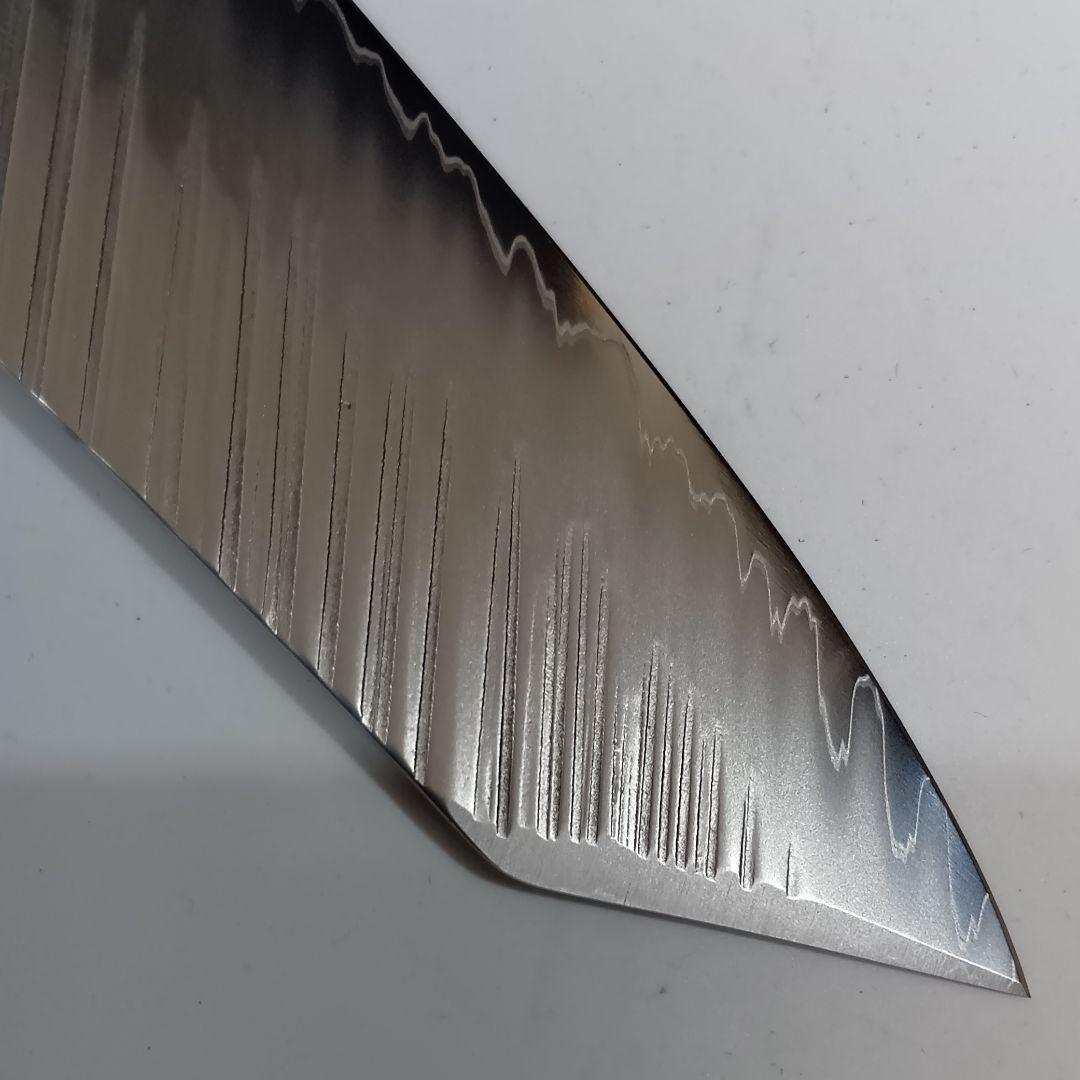 鬼反り切付型 V金10号 9層ダマスカス鋼 牛刀 包丁 22cm 黒檀八角柄