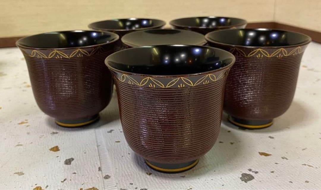 【茶道具】溜塗千筋端反箸洗　七宝（紙箱）　○