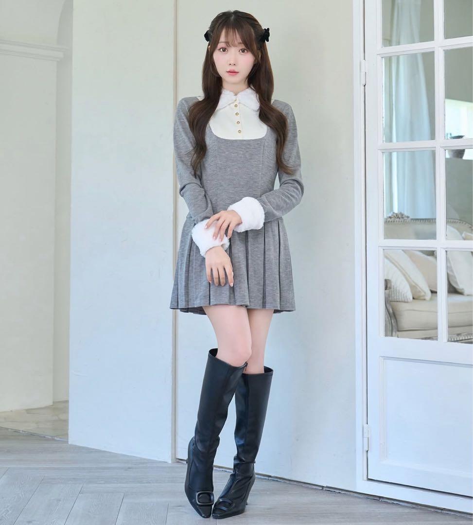 rosé muse ロゼミューズ　Knit sew pleated op