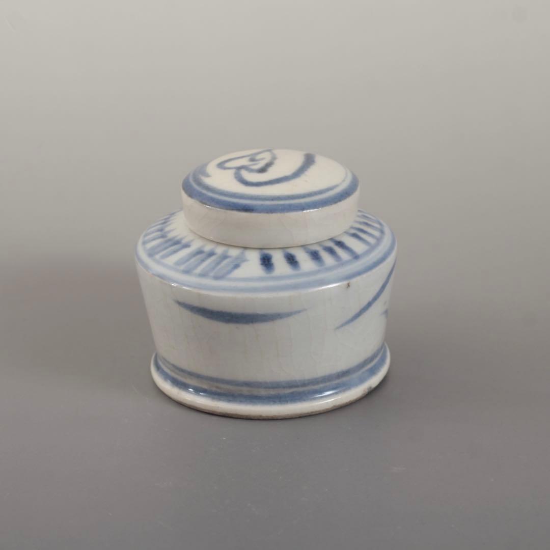 太白手 インク瓶 古道具 アンティーク 陶胎染付