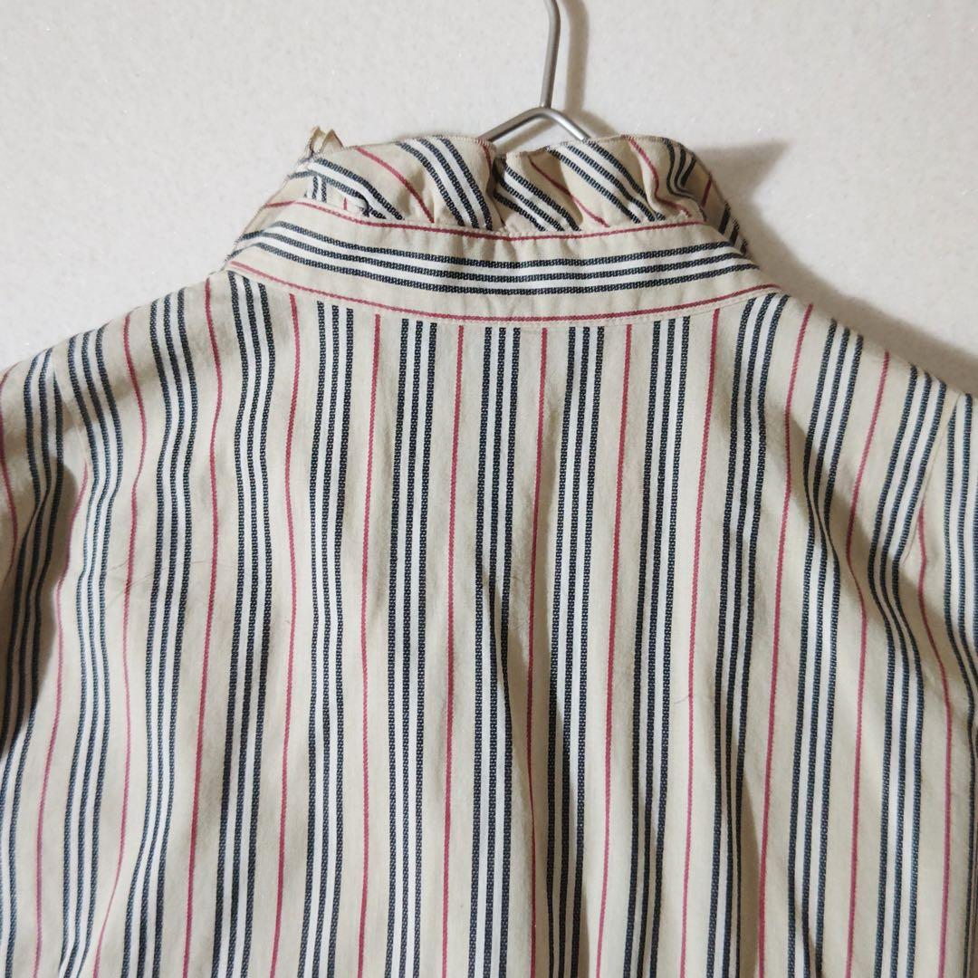 バーバリーロンドン　フリルブラウス　シャツ　ホースロゴ刺繍　三陽商会　カジュアル