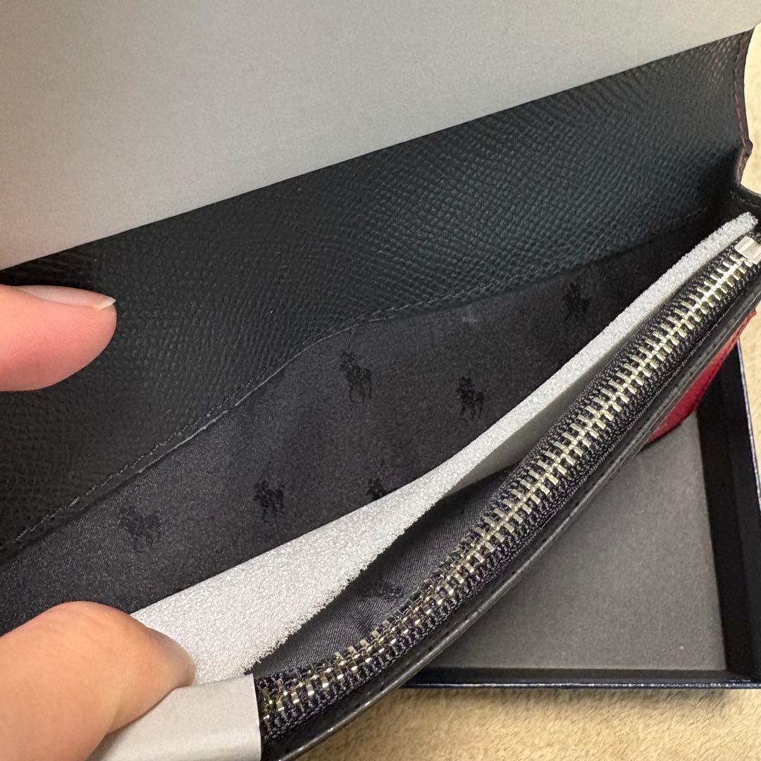 【新品】POLO RALPH LAUREN コントラストレザー長財布 ブラック