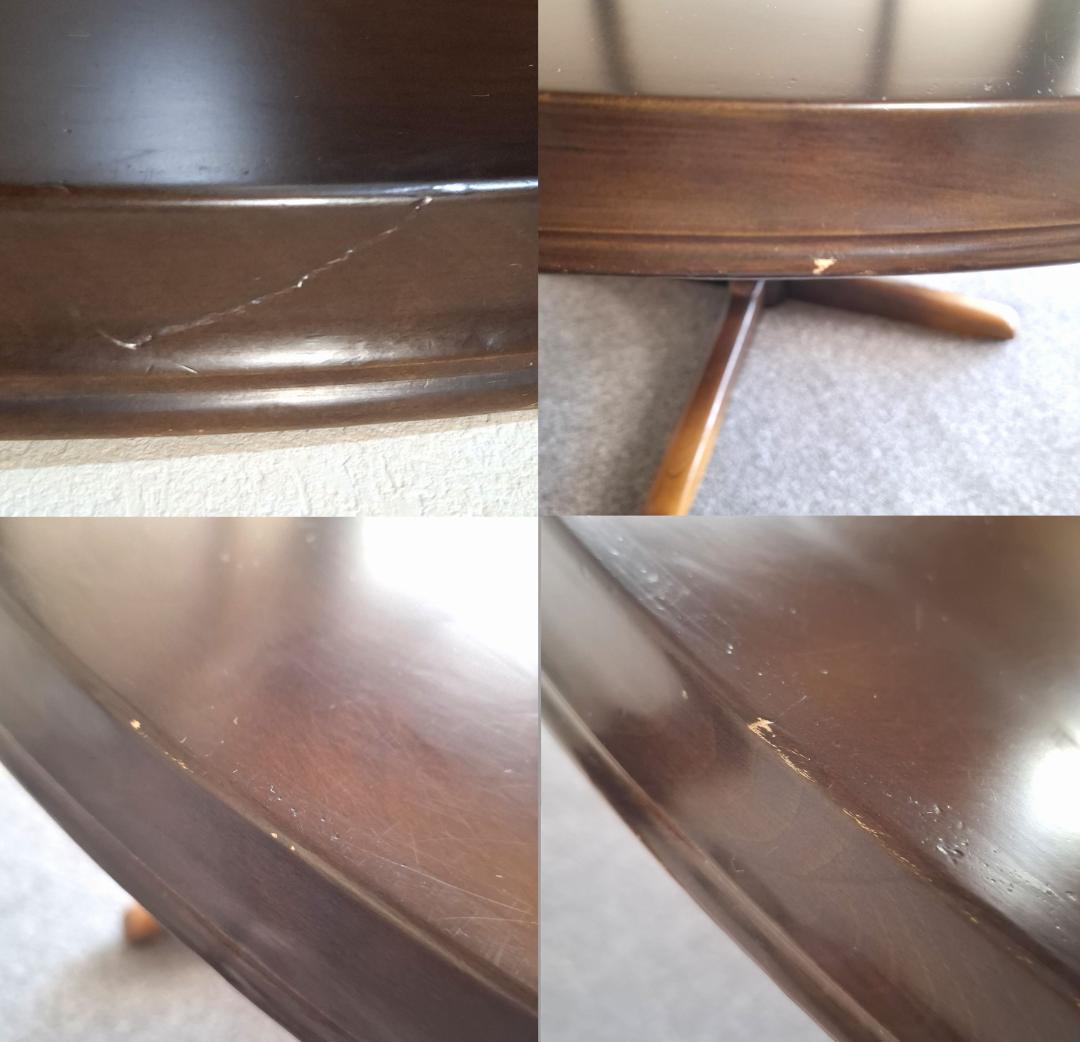 飛騨産業★キツツキ★ラウンドテーブル ダイニングテーブル★付属（ガラス、回転盤）