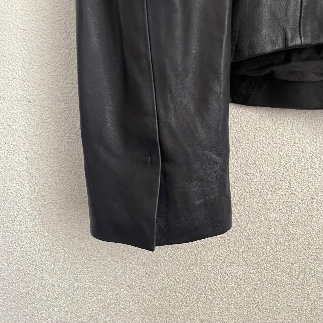 VINCE ノーカラー ラムレザー 黒ジャケット M