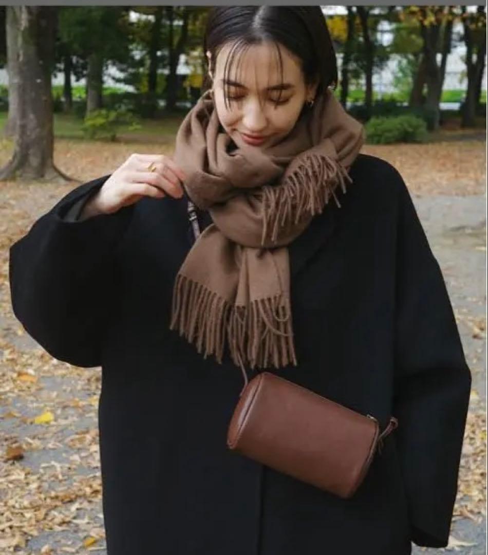 evernavyリバー ロング コクーン ウールコート M サイズ　ブラック