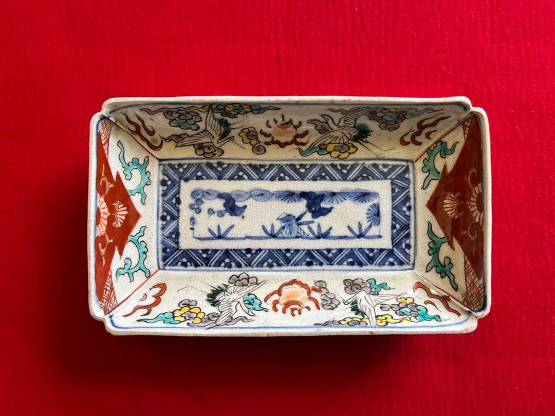 有田焼 伊万里焼 古伊万里 色絵 角皿 5枚 管理A3148