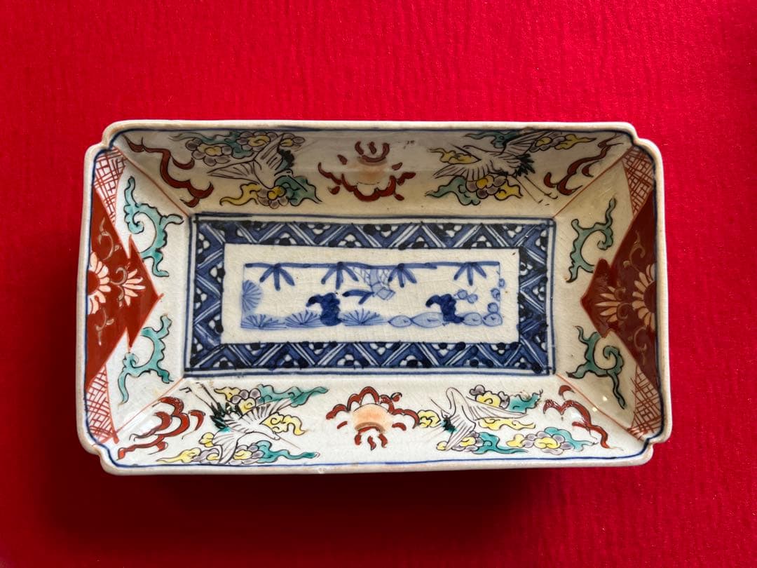 有田焼 伊万里焼 古伊万里 色絵 角皿 5枚 管理A3148