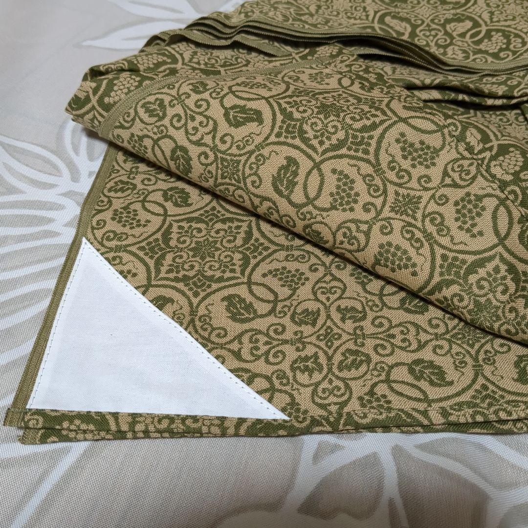 価値ある一枚！正倉院紋様？西陣織　葡萄唐草文　苔色　未使用品★大判風呂敷　日本製