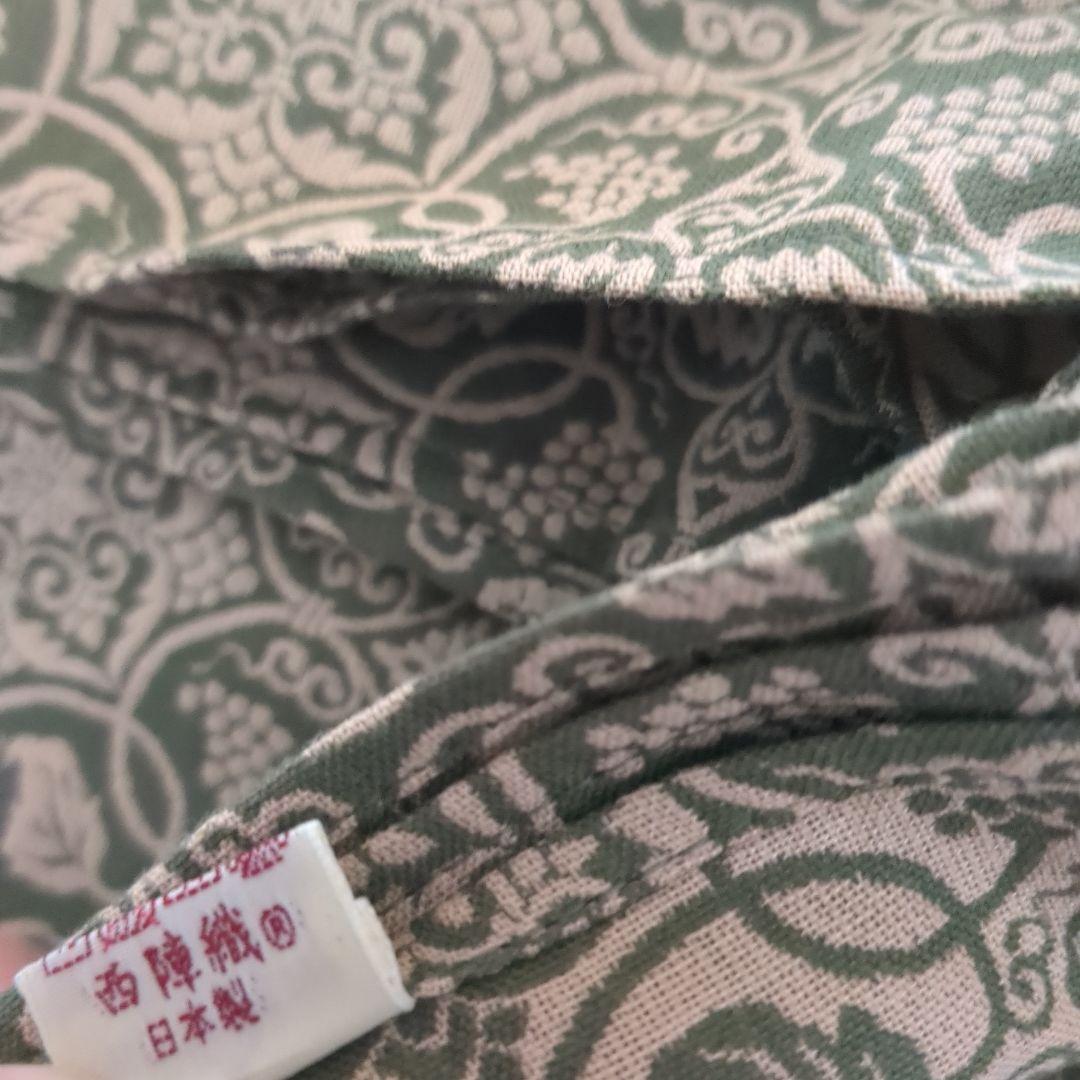 価値ある一枚！正倉院紋様？西陣織　葡萄唐草文　苔色　未使用品★大判風呂敷　日本製
