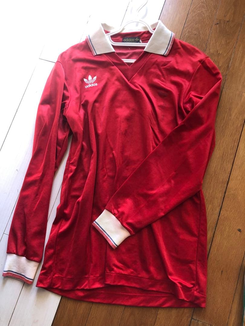 ビンテージ アディダス ジャージ adidas 赤 長袖 ポロシャツ 番号1