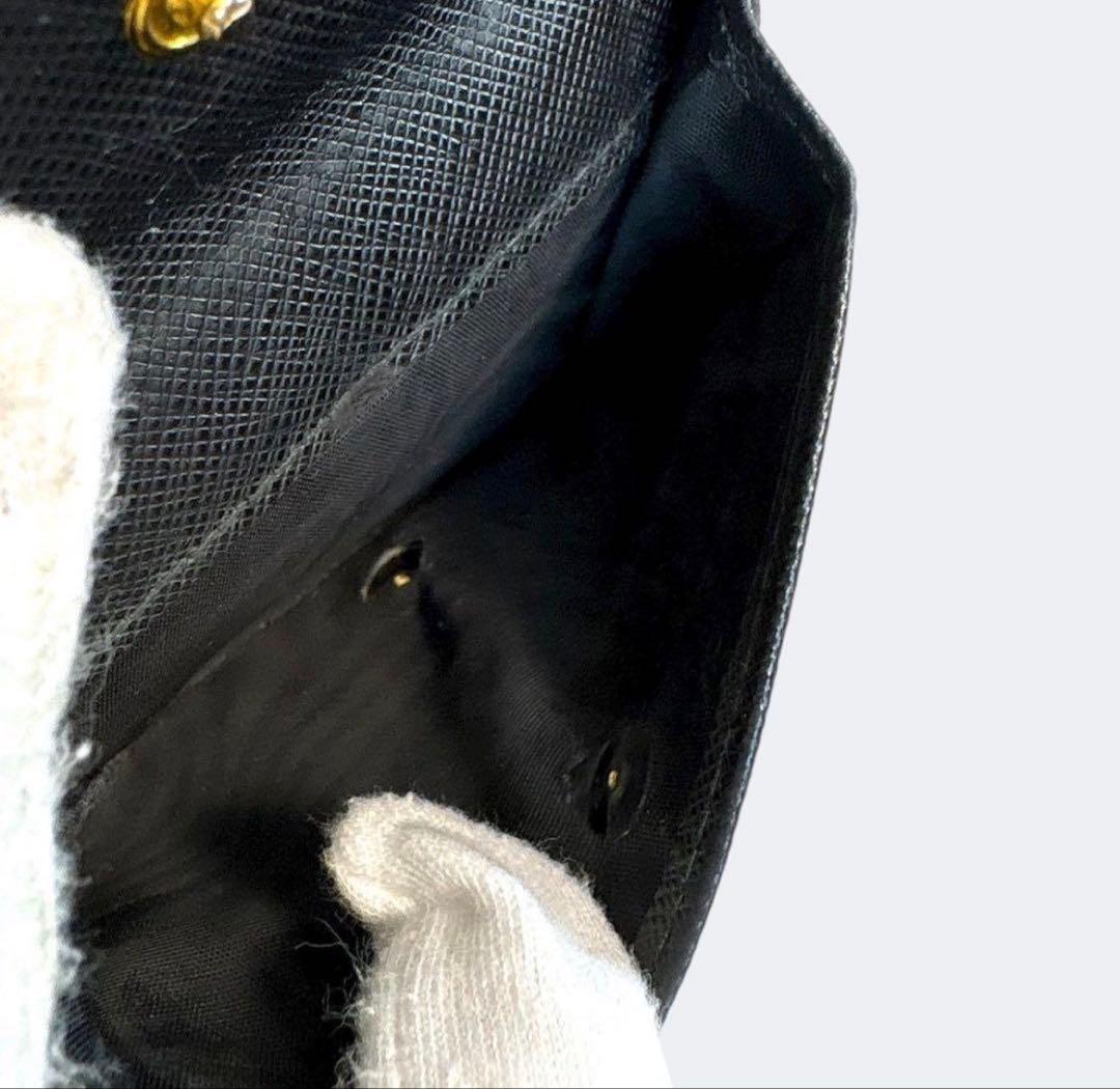 極美品✨PRADA プラダ 二つ折り財布 サフィアーノ ブラック 黒