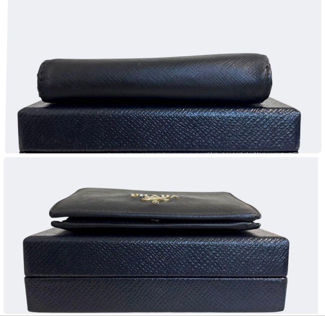 極美品✨PRADA プラダ 二つ折り財布 サフィアーノ ブラック 黒