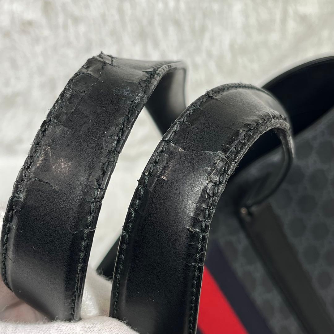 GUCCI GGスプリーム　シェリーライン　トートバッグ　肩掛け　ブラック