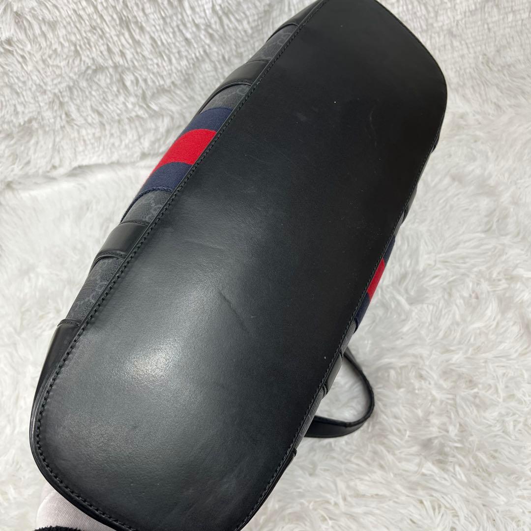 GUCCI GGスプリーム　シェリーライン　トートバッグ　肩掛け　ブラック