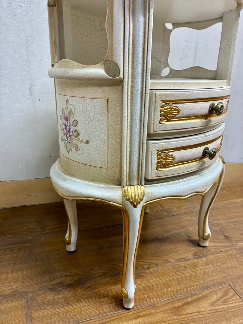 管386☆イタリア製☆ロココ調☆姫系☆ヒビ加工☆サイドテーブル☆コンソール