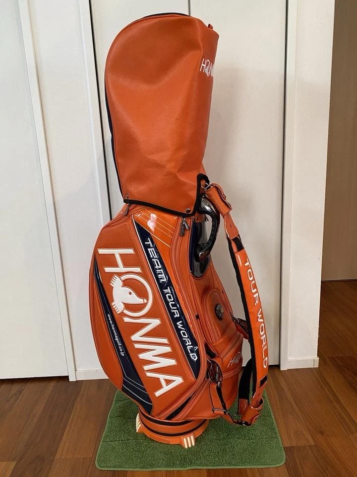 本間ホンマ ツアーワールド オレンジ 多機能カートバッグ ゴルフ　キャディバッグ