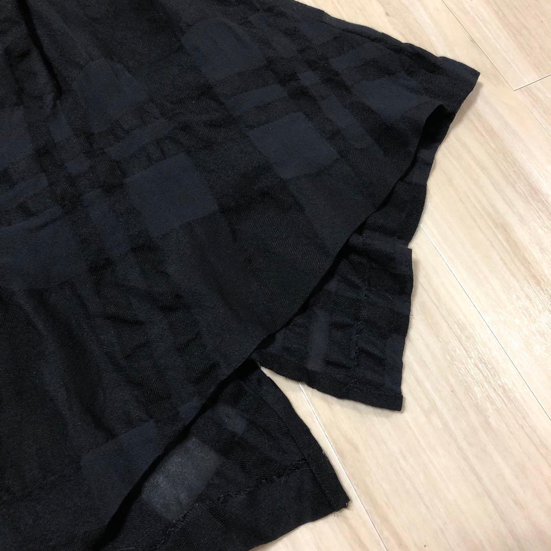 慈雨　ジウ　ブラック　黒　チェック柄 ロングスカート　変形