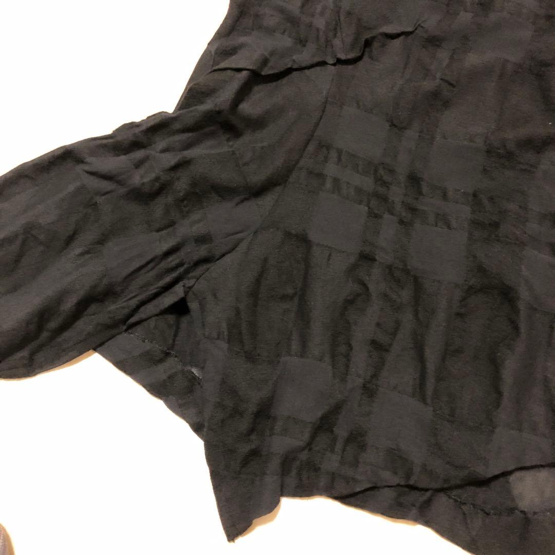 慈雨　ジウ　ブラック　黒　チェック柄 ロングスカート　変形