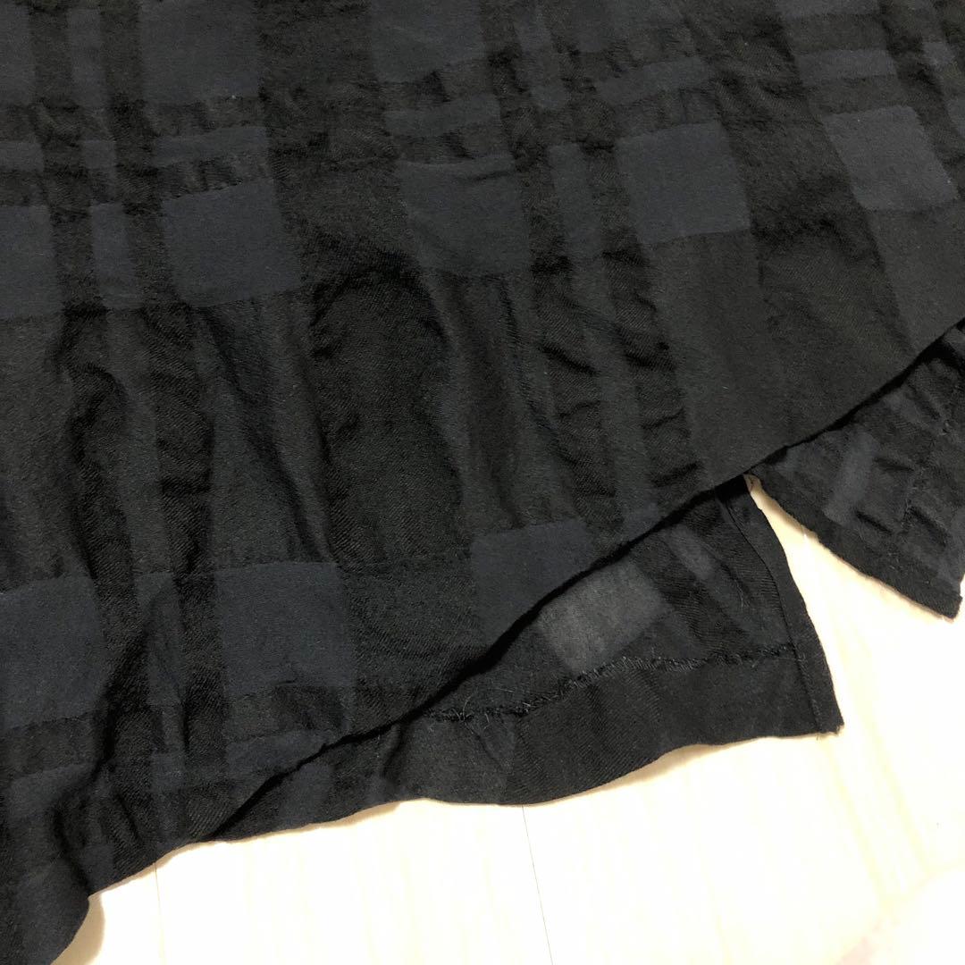 慈雨　ジウ　ブラック　黒　チェック柄 ロングスカート　変形