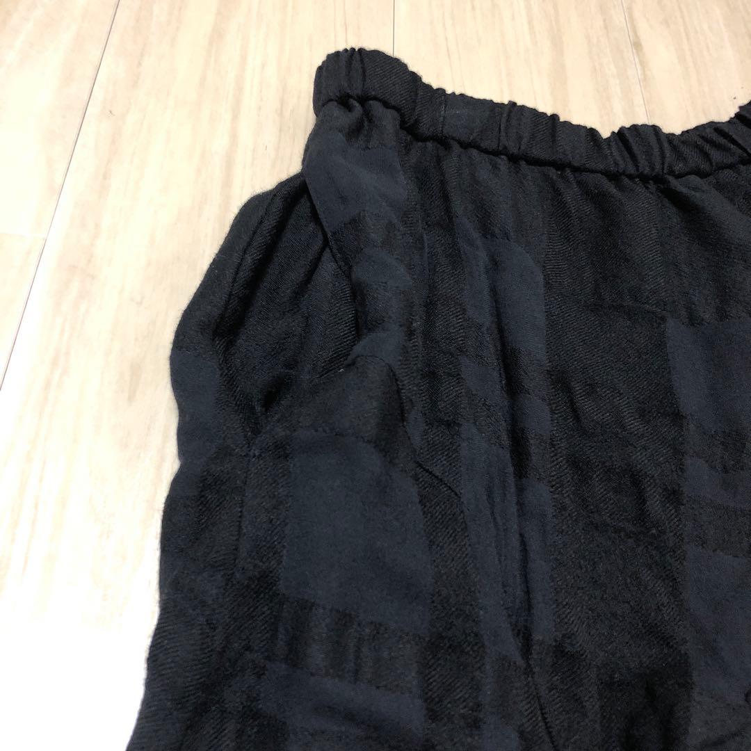 慈雨　ジウ　ブラック　黒　チェック柄 ロングスカート　変形