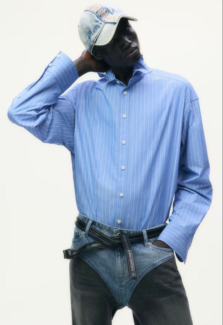 【新品未使用】GLENN MARTENS ブラックレザーベルト　H &M