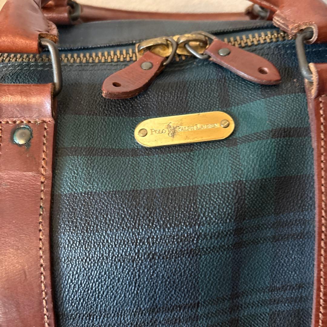 POLO RALPH LAUREN ボストンバッグ チェック柄 レザー