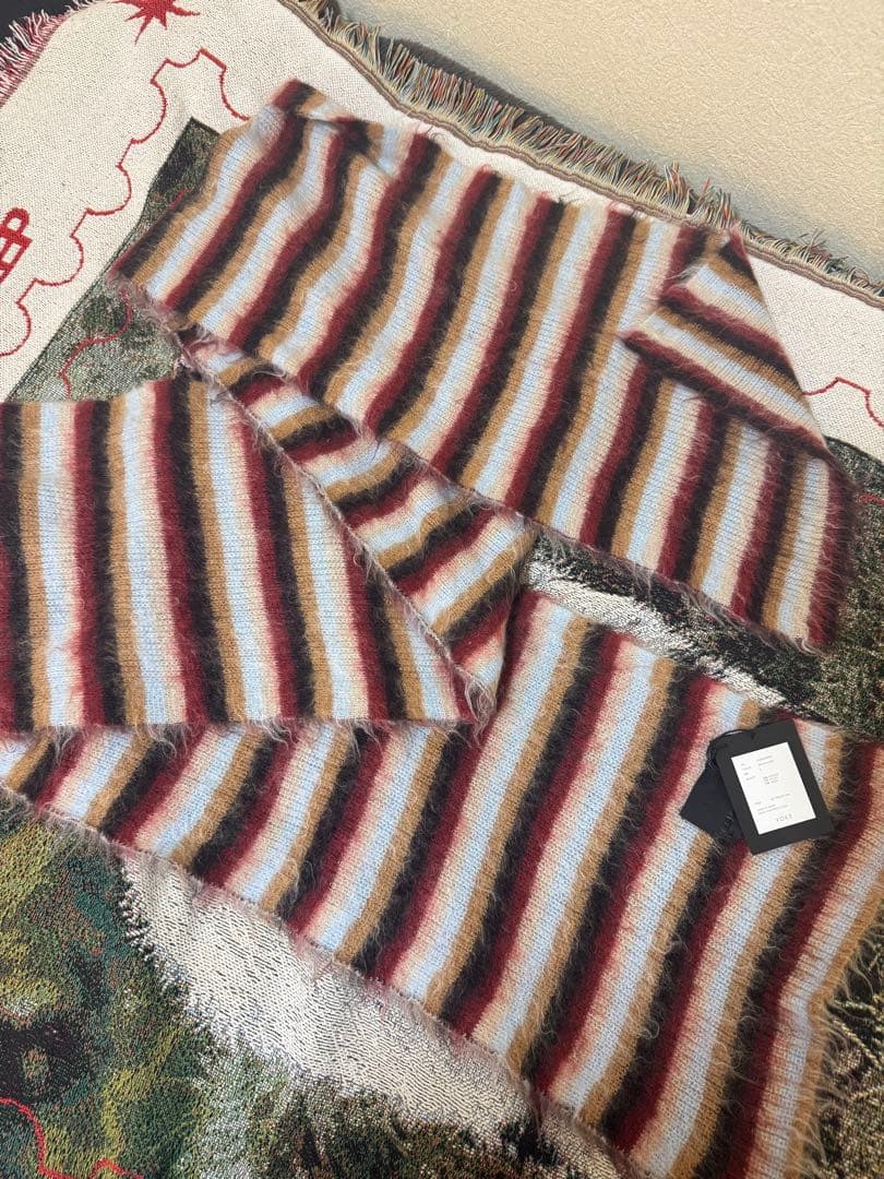 【YOKE】MOHAIR BORDER LONG STOLEモヘアマフラー