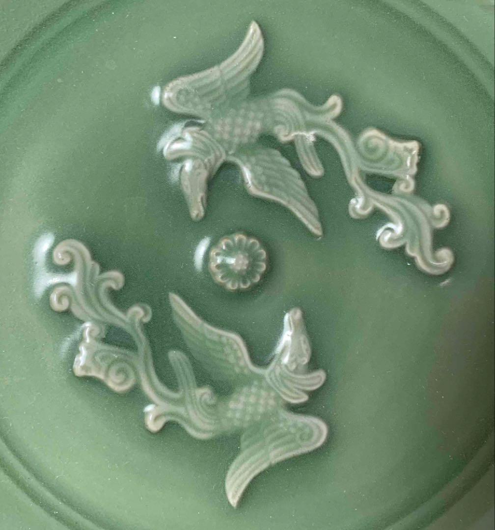 中国 青磁鳳凰平鉢　f2250915