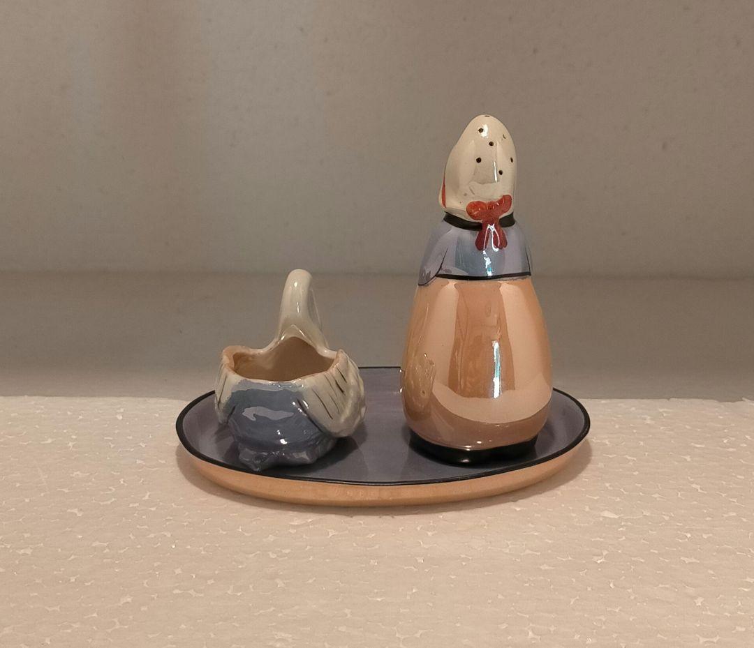 オールドノリタケ　ラスター彩　オランダ少女とスワン