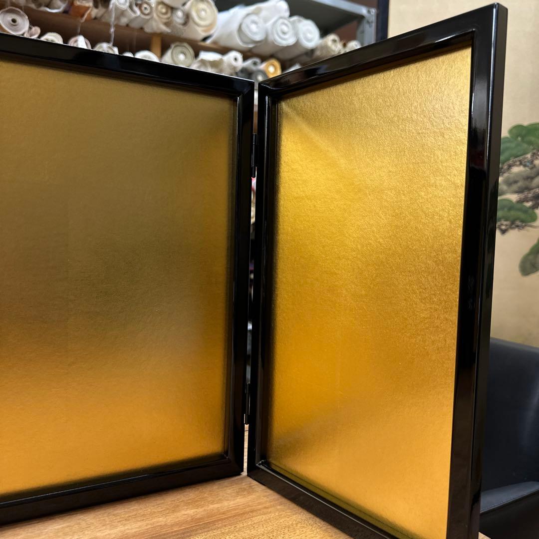 新品 本金箔三つ折り屏風 箱付