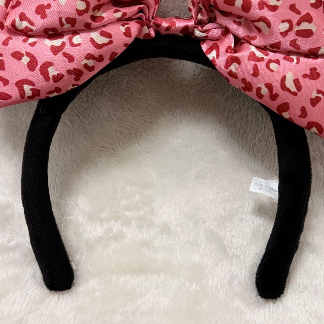 東京ディズニーリゾート ミニーマウス ピンク ヒョウ柄 リボン カチューシャ
