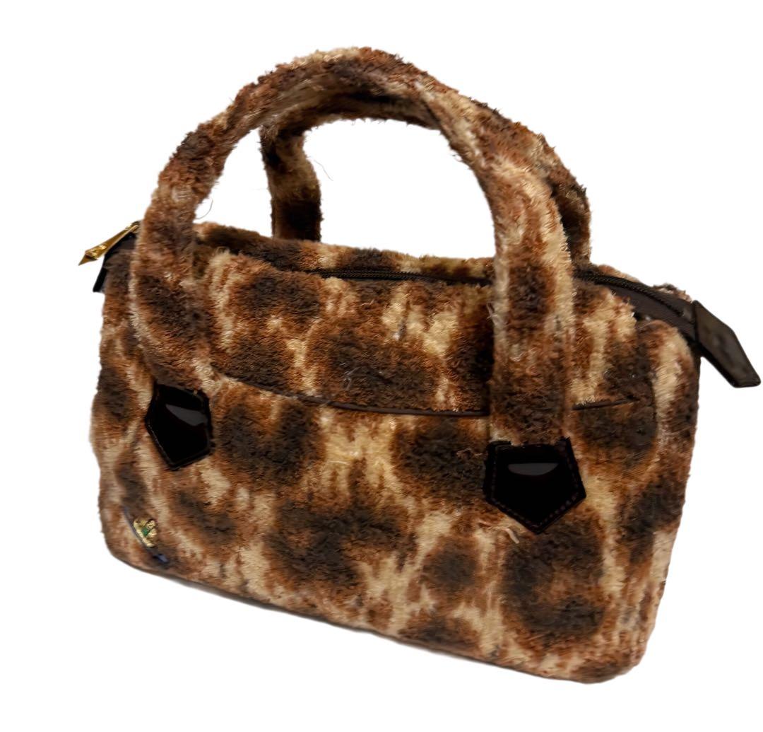 正規品【貴重ヴィンテージ】【廃盤】ヴィヴィアンレオパード柄パイル地ボストンバッグ